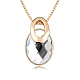 Plaqué or véritable ovale alliage verre strass pendentif collier de chandail NJEW-DD0009-060A-1