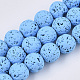 Spray Painted Natural Lava Rock Beads Strands G-N0324-D-04-1