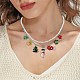 Glass Seed Beaded & 304 Stainless Steel Cable Chain Double Layer Necklace NJEW-TA00074-3