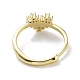 バレンタインデーレインボーカラーキュービックジルコニア調節可能なリング  真鍮ハート指輪  ゴールドカラー  usサイズ8 1/2(18.5mm) RJEW-Z023-02D-G-3