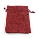 ポリエステル模造黄麻布包装袋巾着袋  暗赤色  14x10cm X-ABAG-R005-14x10-06-1