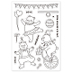 GLOBLELAND Circus Bear Silicone Clear Stamps Cute Cartoon Animal Transparent Stamps for Birthday Easter Holiday Cards Making DIY Scrapbooking Photo Album Decoration Paper Craft DIY-WH0167-56-617-8