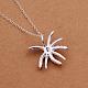 Simple Silver Color Plated Brass Cubic Zirconia Starfish Pendant Necklaces For Women NJEW-BB12985-2