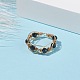 Round Natural Spinel Braided Bead Finger Ring with Glass RJEW-JR00450-05-2