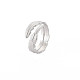 304 anillo de puño abierto de hoja de acero inoxidable para mujer RJEW-S405-196P-3