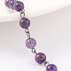Handmade Amethyst Beads Chains for Necklaces Bracelets Making AJEW-JB00156-05-1