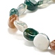 Natural Moss Agate Nuggets Beads Stretch Bracelet BJEW-JB07144-02-5