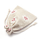 ポリコットン（ポリエステルコットン）パッキングポーチ巾着袋  印刷された雪片で  レッド  18x13cm ABAG-S003-02A-3