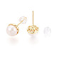 Серьги-гвоздики из натурального жемчуга из латуни PEAR-N020-08F-3