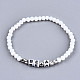 Bracelets extensibles en perles de verre rondes à facettes BJEW-T016-06B-1