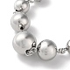 Gestellplattierte Messing-Halsketten mit abgestuften Perlen und Kettenarmbänder mit runden Kugelgliedern SJEW-H066-01P-3