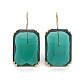 Boucles d'oreilles pendantes en verre rectangle à facettes EJEW-Q021-002-2