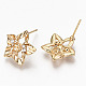 Hollow Brass Micro Pave Clear Cubic Zirconia Stud Earring Findings KK-R117-059-NF-2