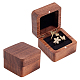 結婚式用の手作り木製リングボックス  2スロット木製リングベアラーピローボックス  素朴な正方形のヴィンテージリングホルダーボックス、プロポーズ、婚約、結婚記念日、バレンタイン、誕生日ギフト用 OBOX-WH0007-18-1