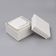 (ホリデー在庫処分セール)ライトカバーペーパージュエリーリングボックス  糊付き  ディアスキンリントおよびカートン  正方形  ゴールドカラー  ホワイト  9.2x8.5x6.1cm OBOX-G012-01D-2