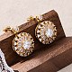 Orecchini a bottone in ottone con zirconi chiari e micro pavè&nbsp;EJEW-C130-01G-1