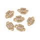 Rack Plating Brass Pave Clear Cubic Zirconia Connector Charms KK-C007-36G-1
