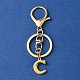 304 Stainless Steel Initial Letter Charm Keychains KEYC-YW00005-03-1