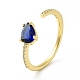 Открытое кольцо-манжета каплевидного цвета с голубым цирконием RJEW-H120-05G-1