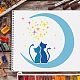 FINGERINSPIRE Moon Cat Stencils Template 11.8x11.8inch Plastic Moon Star Stencils Drawing Painting Stencils Cat Star Pattern Reusable Stencils for Painting on Wood DIY-WH0172-397-6