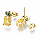 Brass Micro Pave Cubic Zirconia Stud Earrings EJEW-T014-14G-NF-2