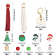CHGCRAFT 46Pcs Christmas Silicone Beads Bulk Wristlet Making Kit Including Bell Tree Snowman Silicone Wood Polygon Beads Imitation Feather Tassel Big Pendants Decorations for DIY Keychain Bracelet DIY-CA0005-77-3