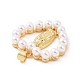 真鍮と ABS プラスチック模造真珠のペンダント  聖母マリアのチャーム入りハート  ゴールドカラー  25.5x25x5mm  穴：3.5x5mm KK-G460-06G-3