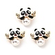 Panda con alfiler esmaltado con alas con perla abs JEWB-I019-18G-2