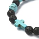 Stretch-Armbänder mit Totenkopf- und Kreuzperlen aus gefärbten natürlichen und synthetischen Edelsteinen BJEW-TA00272-02-3