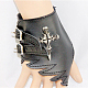 Left Side Punk Leather Cross with Skull Glove AJEW-O016-A01L-2