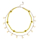 Doppelschicht-Halskette mit geflochtenen Blumen aus Glassamen NJEW-SW00015-01-1