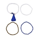 Set di braccialetti elasticizzati con perline di malocchio in resina e semi di vetro da 4 pz BJEW-JB09896-01-3