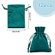 Nbeads12pcsベルベットバッグ巾着ジュエリーポーチ  キャンディーポーチ  結婚式のシャワーの誕生日パーティーのために  濃い緑  12x9cm TP-NB0001-29C-2