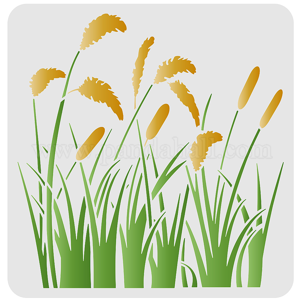 Shop FINGERINSPIRE Reed Grass Stencils 30x30cm Reusable Cattail Leaves