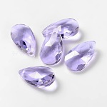 Faceted Teardrop Glass Pendants, Lilac, 16x9x6mm, Hole: 1mm