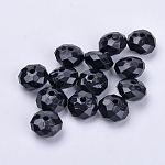 Perles en acrylique transparente, facette, rondelle, noir, 22x15mm, Trou: 3mm, environ 135 pcs/500 g