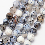 Brins de perles d'agate craquelée de feu naturel, ronde, Grade a, facette, teints et chauffée, blanc, 10mm, Trou: 1mm, Environ 37 pcs/chapelet, 15 pouce