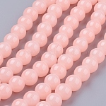 Chapelets de perles en verre imitation jade, peint à la bombe, ronde, rose, 10mm, Trou: 1.3~1.6mm, Environ 80 pcs/chapelet, 31.4 pouce