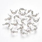 Iron Bead Tips, Calotte Ends, Clamshell Knot Cover, Platinum Color, Size: about 7.5mm long, 4mm wide, 3mm inner diameter, hole: 1mm, about 750pcs/50g