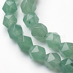 Fili di perle avventurina verde naturale, perline rotonde con taglio a stella, sfaccettato, 7~8mm, Foro: 1 mm, circa 45~48pcs/filo, 14.96 pollice