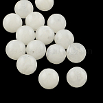 Piedras preciosas abalorios de imitación de acrílico redonda, blanco, 8mm, agujero: 2 mm