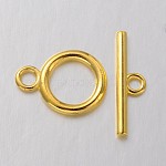 Tibetan Style Alloy Toggle Clasps, Lead Free and Cadmium Free, Golden, Ring: 19x14mm, Bar: 2x22mm, Hole: 2.5mm