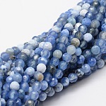 Sfaccettato agata naturale perle tonde fili, tinto, blu fiordaliso, 4mm, Foro: 1 mm, circa 92pcs/filo, 15.3 pollice