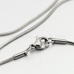 Collares de cadena de serpiente de 304 acero inoxidable, con cierre de langosta, color acero inoxidable, 17.9 pulgada (45.5 cm), 1mm