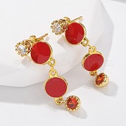 Серьги-гвоздики с цирконом из латуни EJEW-M077-10G-01