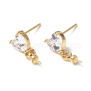 Серьги-гвоздики из латуни со стеклянными стразами KK-B063-02G-01