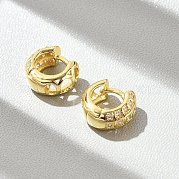 Латунные серьги-кольца из прозрачного кубического циркония EJEW-D311-102G