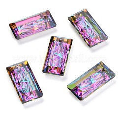 Pendentifs en strass en verre gaufré, rectangle, facette, volcan, 20x10x5mm, Trou: 1.6mm