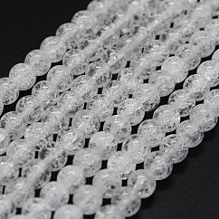 Granos de cuarzo crujido natural hebras, redondo, 8mm, agujero: 0.8 mm, aproximamente 47~49 pcs / cadena, 14.5 pulgada