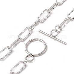 Collana con catene a graffetta testurizzate in acciaio inossidabile 304 anti-ossidazione per donna&nbsp;NJEW-P263-02P